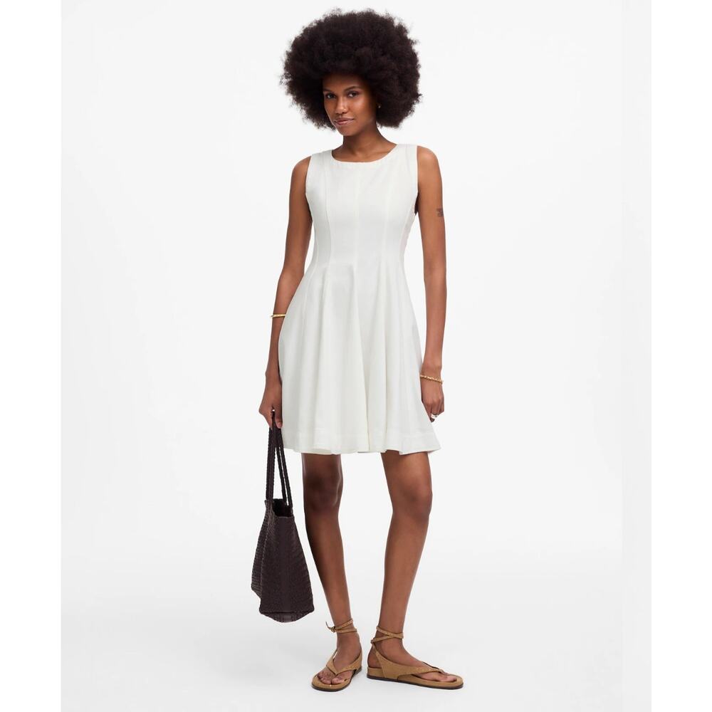NWT Madewell Circle Mini Dress: Airy Denim Edition Size Small White Retail $148
